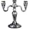 14" Antique Silver Skull Trio Halloween Candelabra Décor